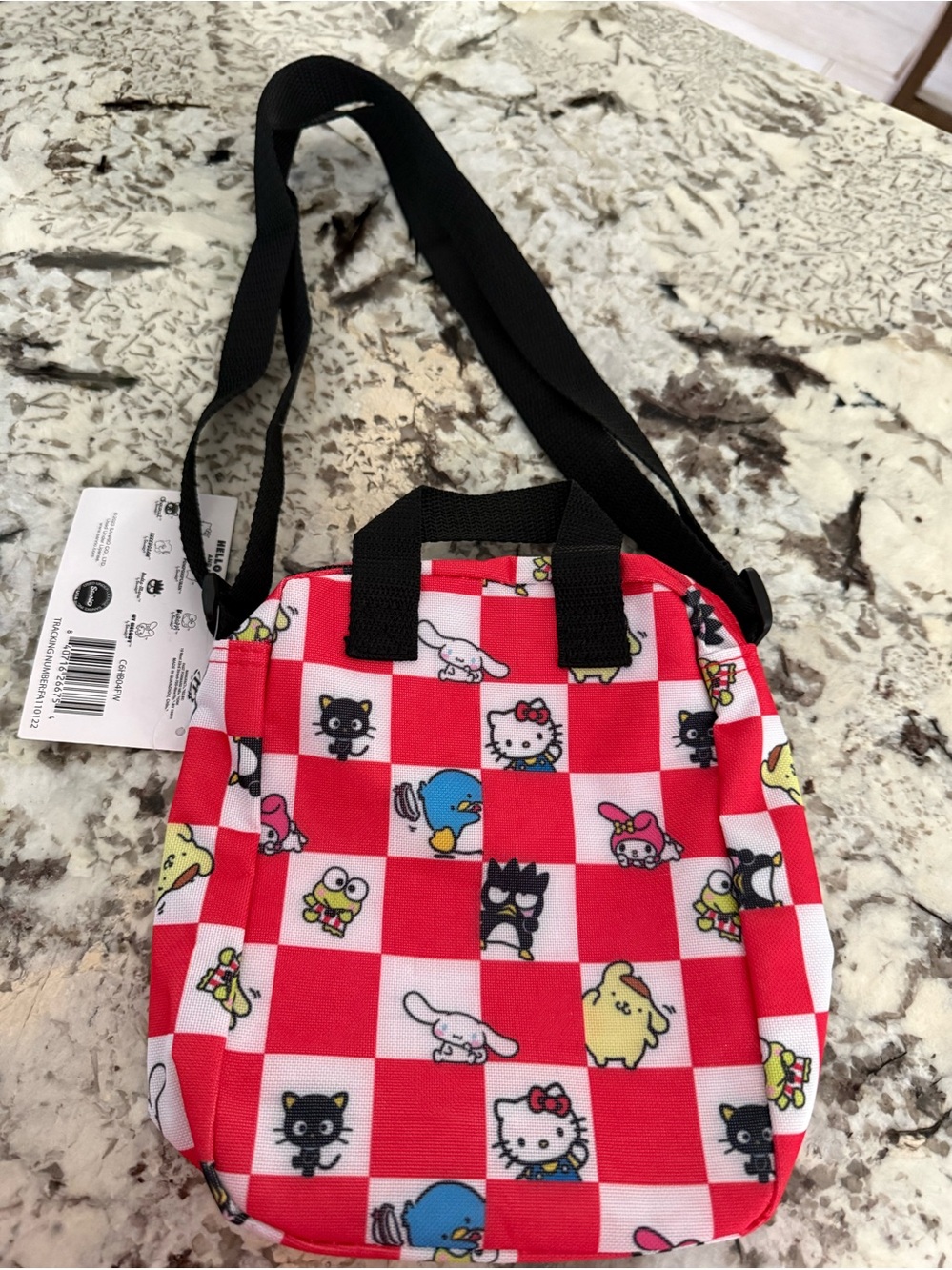 Sanrio Red & White Checkerboard bag with Hello Kitty & Friends